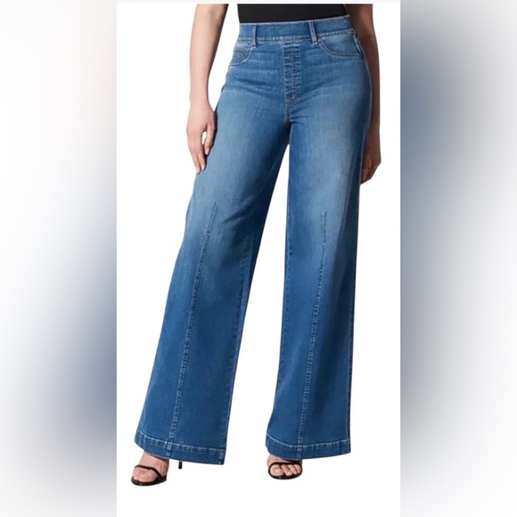 SPANX Seamed Font Wide Leg Jeans Women's Sz medium - Picture 1 of 8